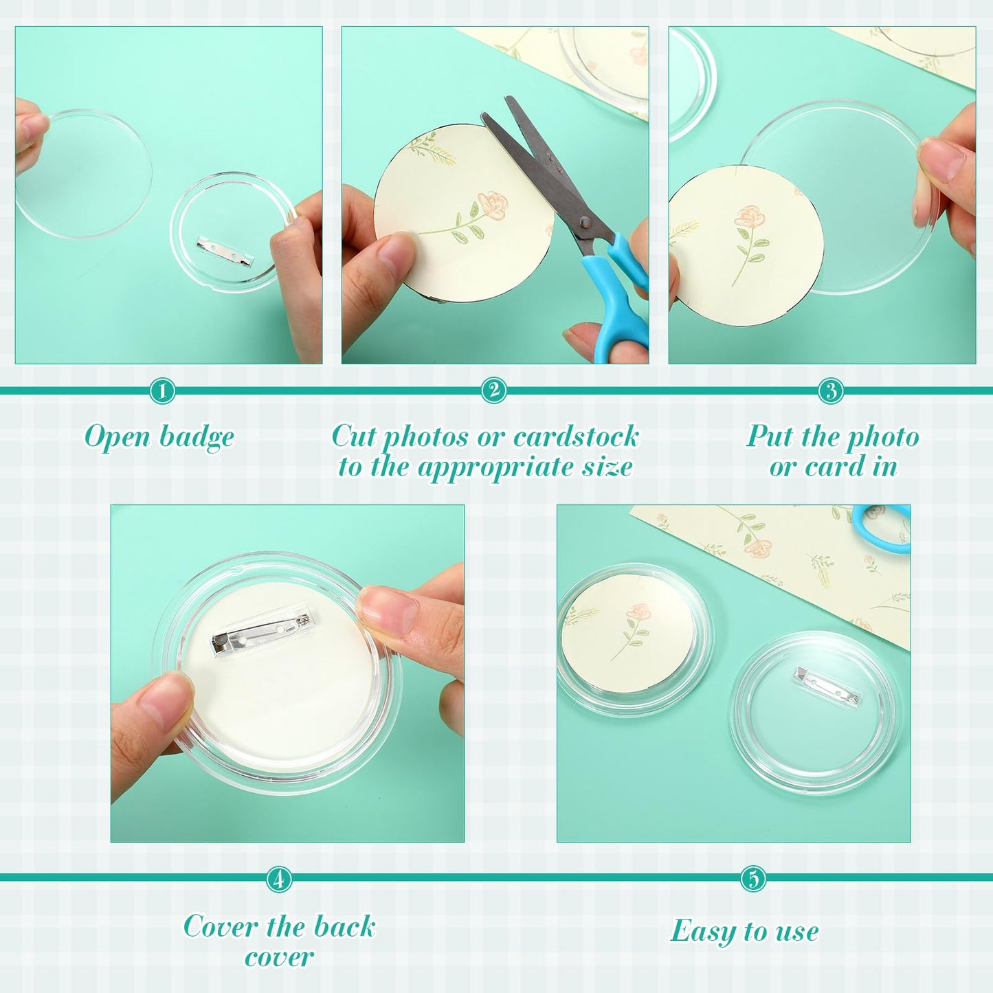 Yilloog 12 Pcs 3 Inch Clear Button Pins for Crafts DIY Photo Acrylic Blank Pins Bulk for Picture Make Your Own Buttons Badge Maker DIY Crafts Supplies