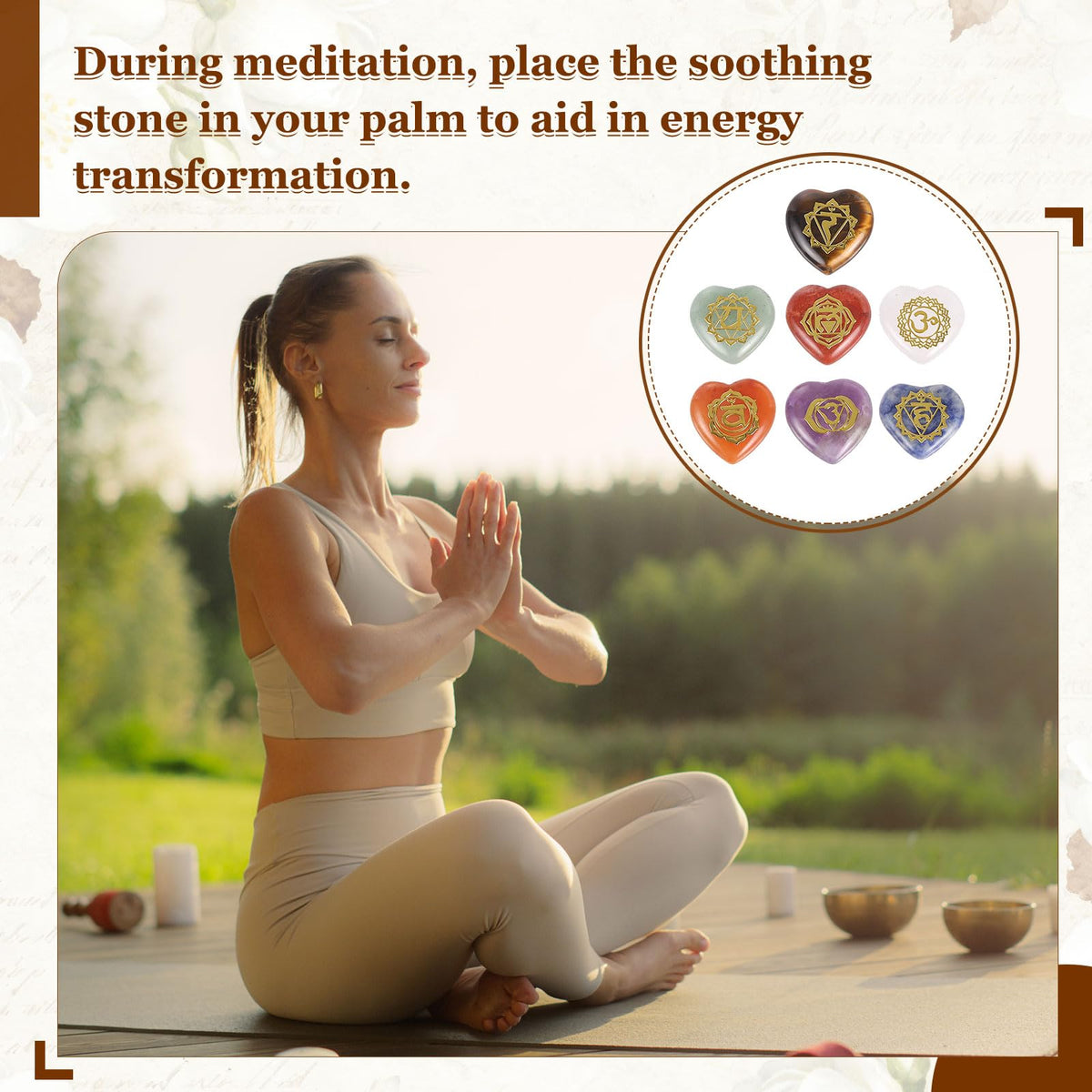 MECCANIXITY 7 Chakra Stone Set (Heart-Shaped) with Irregular Stone Bracelet & Necklace Gift Box for Healing Crystals Balancing Tumbled Palm Stone Meditation