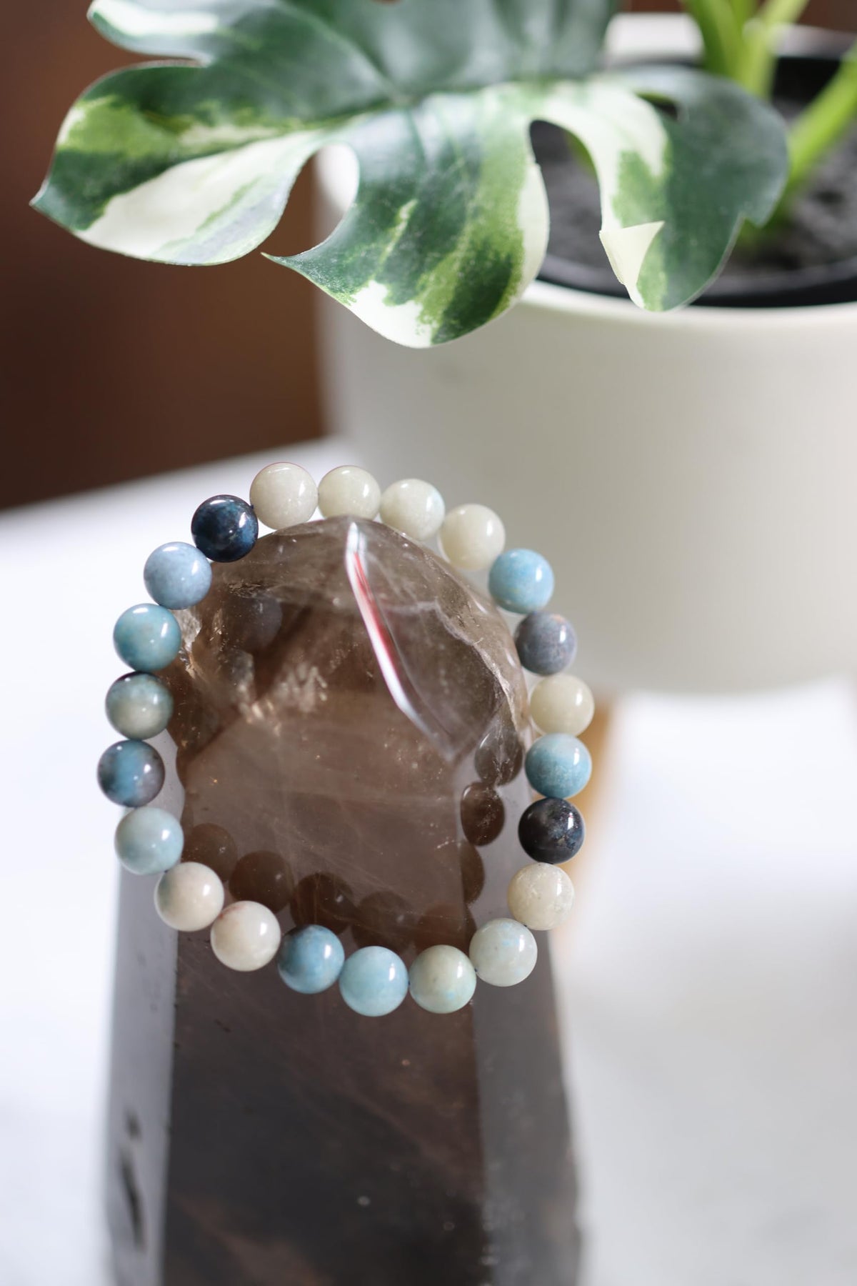 The Vida Handmade AAA+ Quality Crystal Stretch Elastic Bracelet - Nature Gemstone - Jewelry Gift - Holiday Gift - For Women & Men (Trolleite)