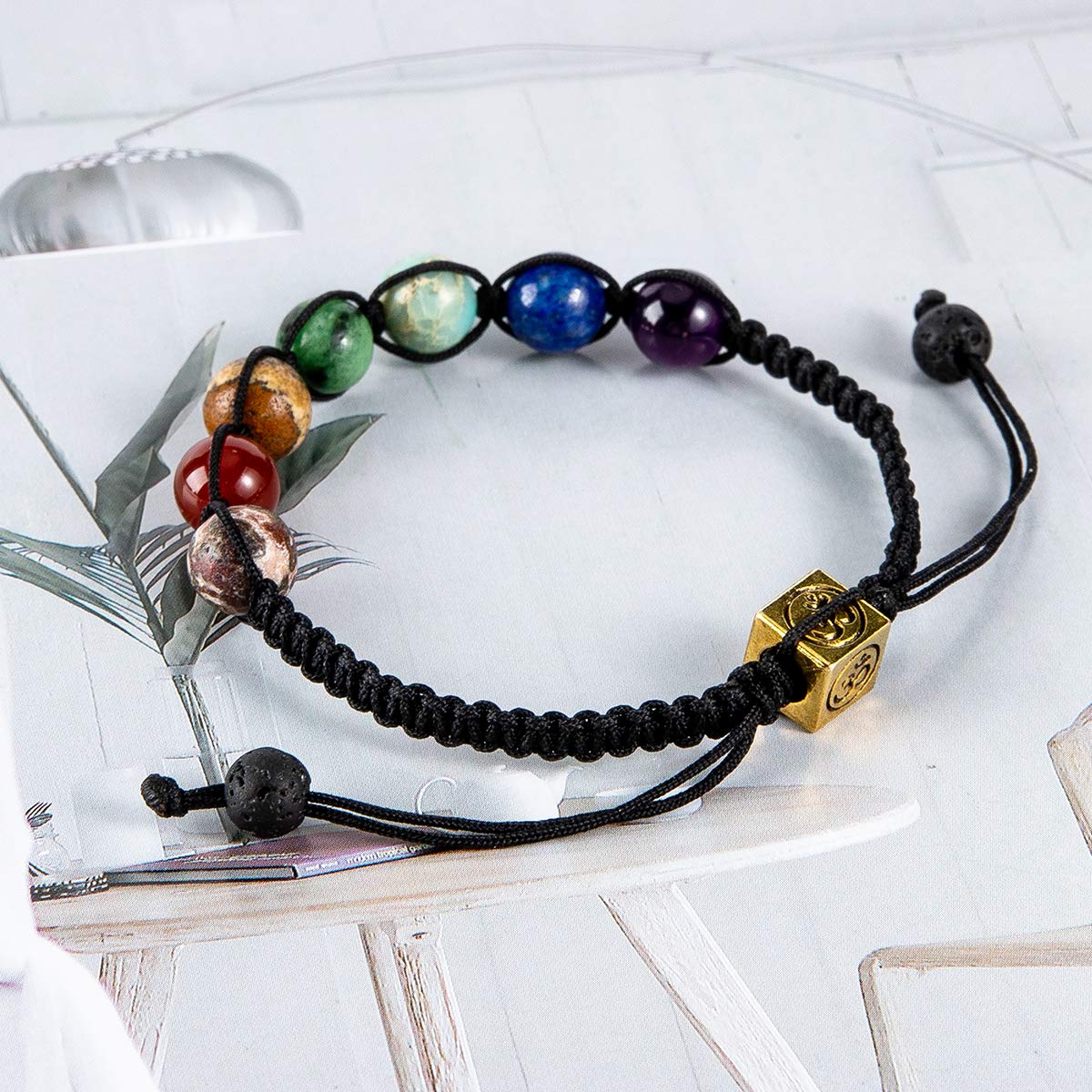 Bivei Chakra Bead Bracelets for Women - 8mm 7 Chakra Healing Bracelet With Real Stones Anxiety Meditation Yoga Gemstone Jewelry