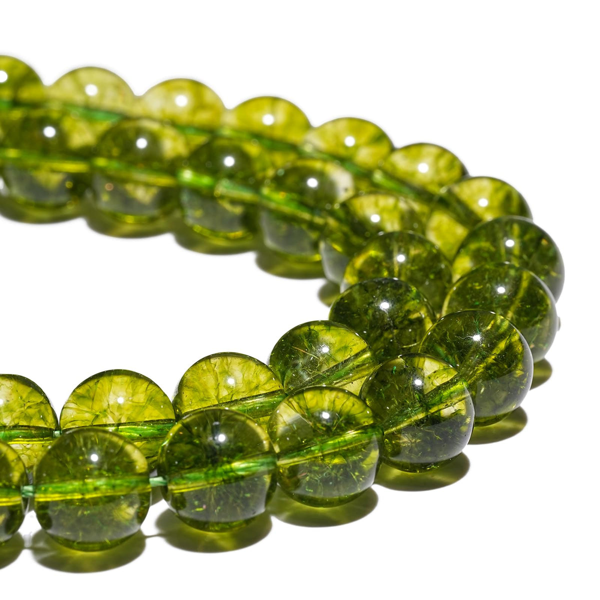 10mm Natural Peridot Gemstone Beads Polished Round Smooth Stone Beads for Bracelets Jewelry Making 15inch Loose Beads