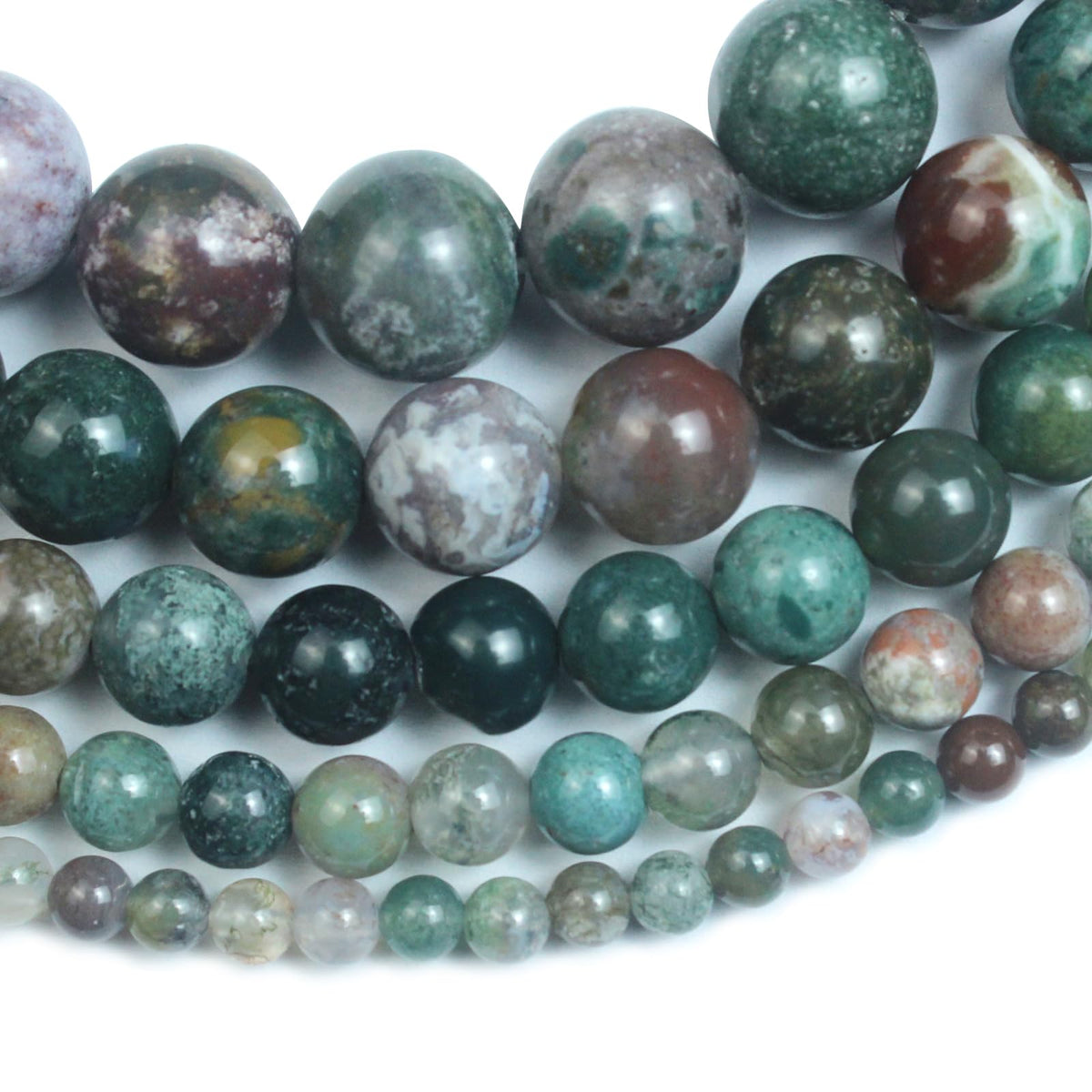 Cynbpm Gemstone Indian Agate Stone Round Loose Charms Kits for Jewelry Making Supplies Adults Women Bracelets Beads 15" 1 Strand 6mm