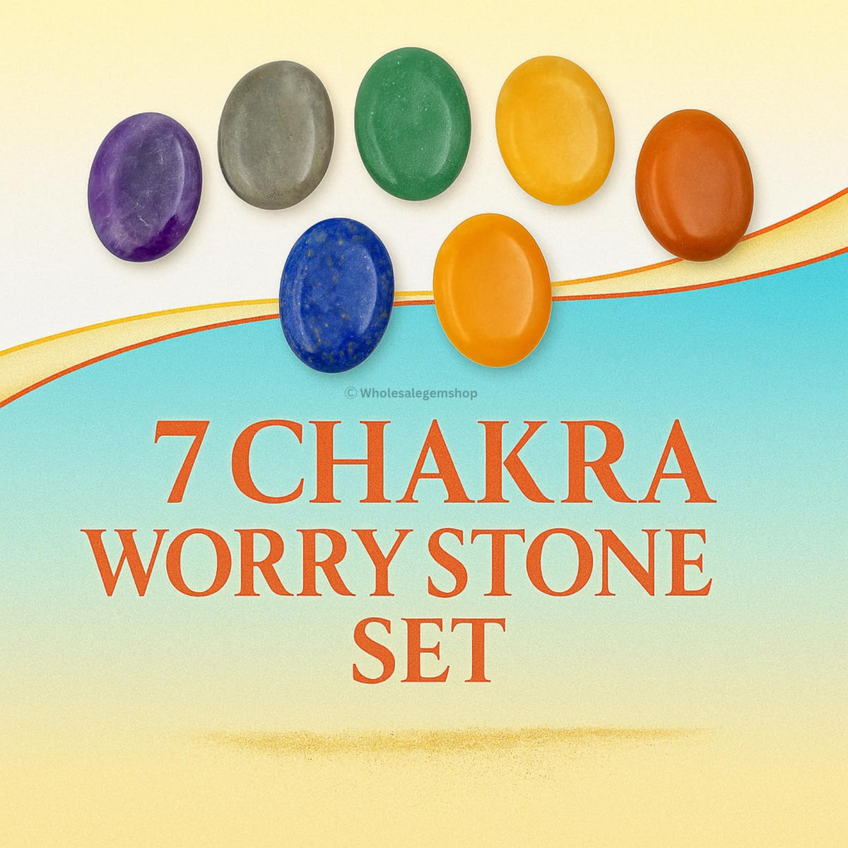 GEMSCITE Seven Chakra Set Thumb Worry Stones Metaphysical Gemstone Crystal Healing Reiki Men Women Gift FENG Shui Positive Energy Love Wellness Palm Stones Wicca Powerful