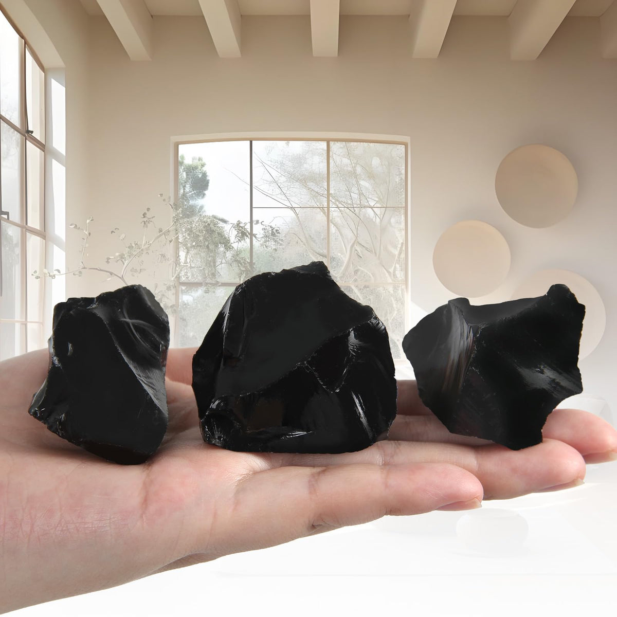 1.1lb Bulk Raw Obsidian Stone Rough Crystal-Natural Obsidian Raw Stones Crystal for Tumbling, Cabbing, Fountain Rocks, Decoration,Polishing, Wire Wrapping, Wicca & Reiki Crystal Healing