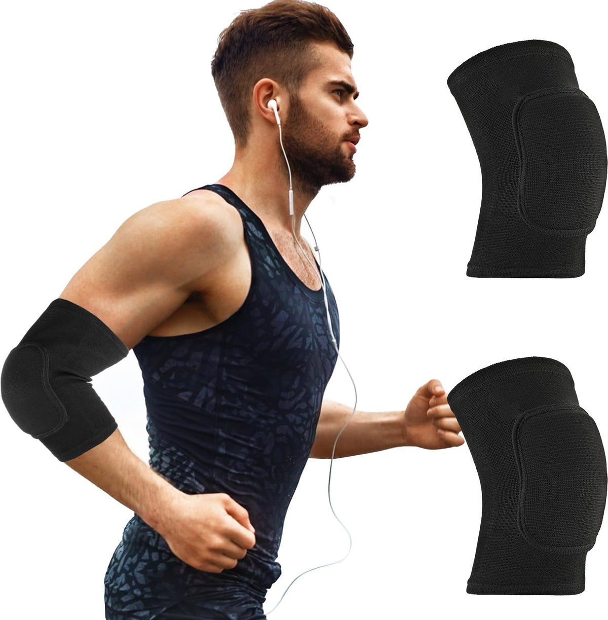 COMNICO Elbow Brace Sponge Fitness Elbow Support Compression Sleeve Breathable Anti-Collision Protective Arm Pads Strap Band for Workouts Tendonitis Arthritis Tennis Volleyball Basketball Golfers(M)