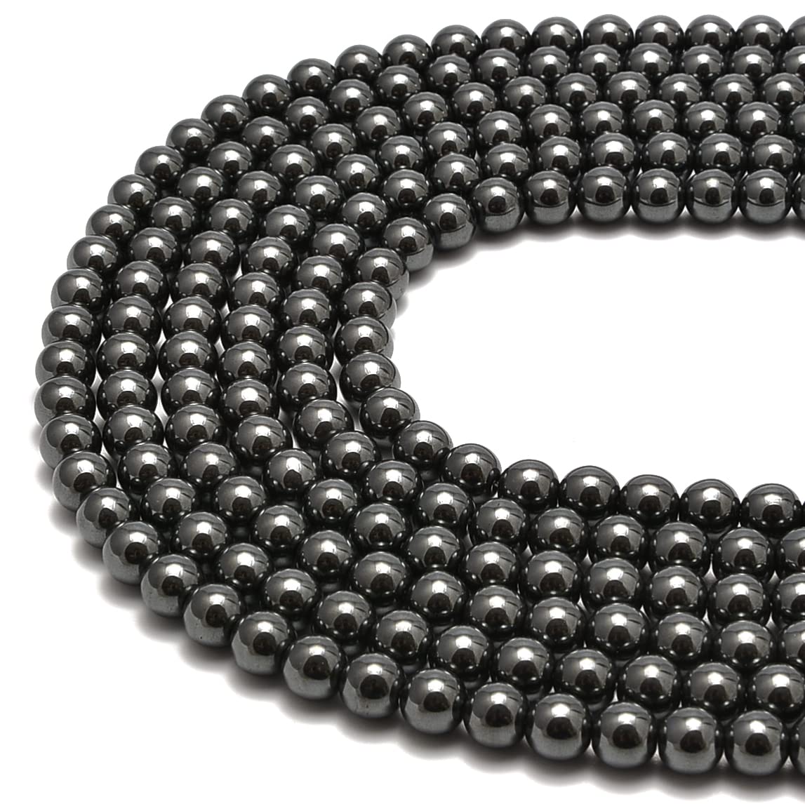 jodaying 10mm Grey Hematite Smooth Round Natural Gematone Loose Beads for Jewelry Making DIY Findings 1 Strand 15"