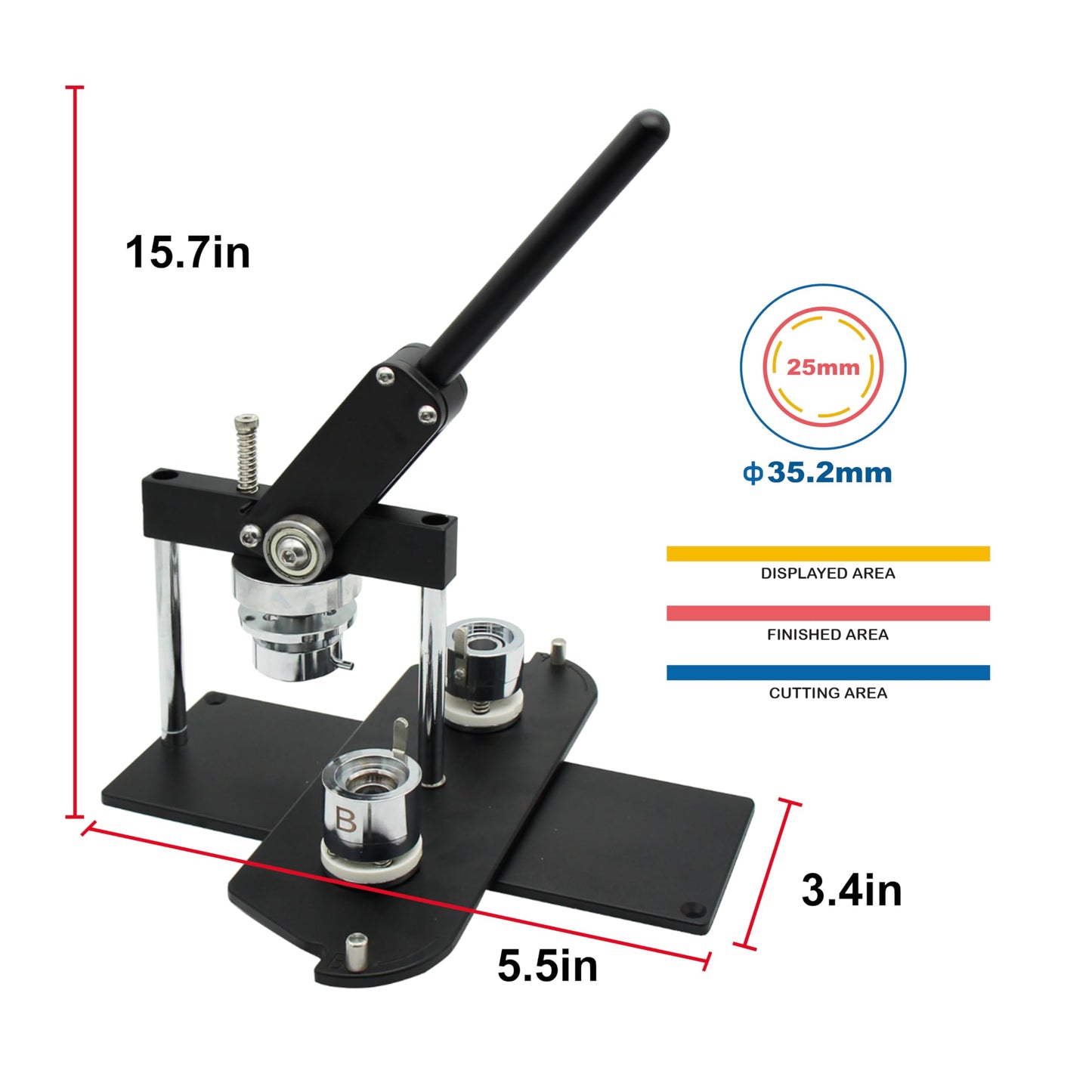 ChiButtons Pro 25mm (1") Metric Button Maker Machine B400 Kit | All-Metal Craft Press with 500 Sets Components, Handling Cutter & Moulds | Tiny Buttons, Mini Badges, Custom Pins (Pink)