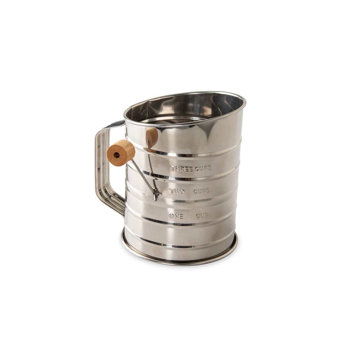 Nordic Ware Flour Sifter, 3-Cup Stainless Steel Flour Sifter, Rotary Design, Baking Accessories For Sifting Dry Ingredients & Powdered Sugar