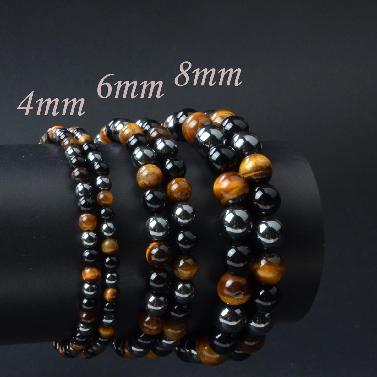 CHCCOYE 6mm Natural Healing Gemstone Bracelet Handmade Yoga Stretch Elastic Bracelet Stress Relief Crystal Jewelry for Men and Women (6mm,Triple Protection)