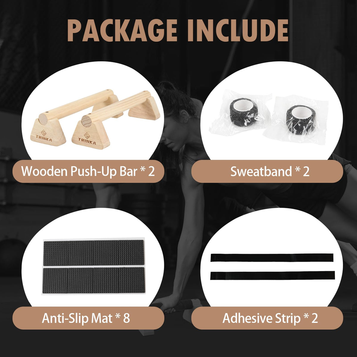 Wooden Parallettes Push Up Bars, 2 PCS Wood Calisthenics Bars with Non-Slip Base, 30CM Pushup Handles for Home Fitness, Workout Equipment for Men and Women Strength Training