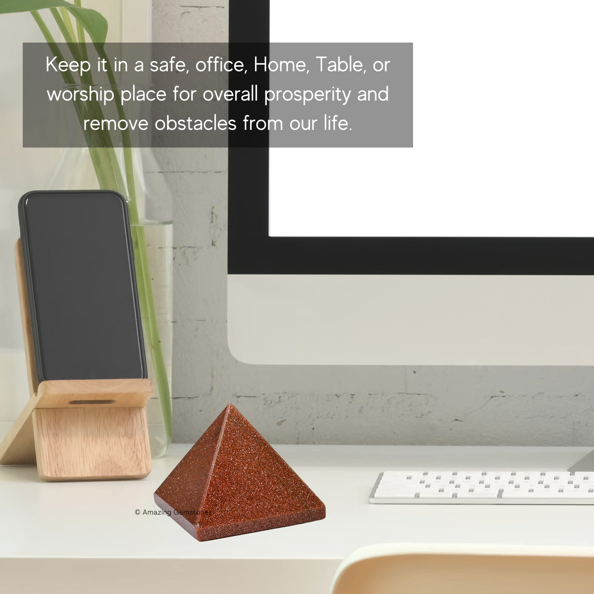 Amazing Gemstone Red Goldstone Pyramid Crystal Healing Stones - 2" Great Pyramid Figurine of Natural Stone Pyramid for Meditation, Reiki, Chakra Balancing and Crystal Pyramids Grid