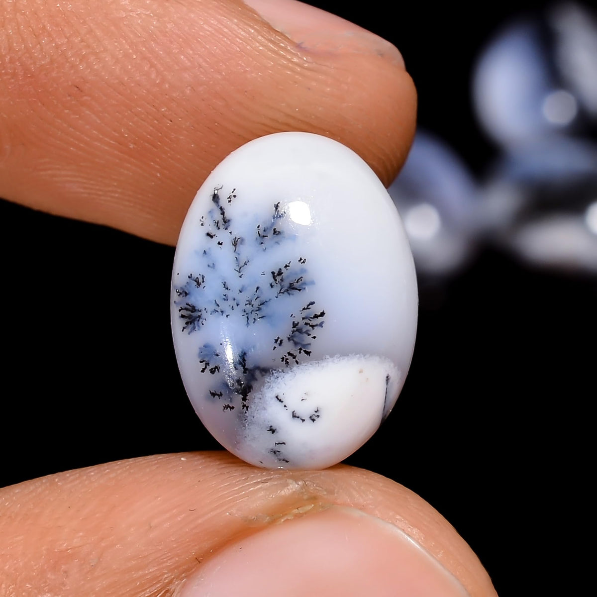 2 PCS, 18x13 mm, AURA GEMS Natural Dendrite Opal, Cabochon, Oval Shape, Jewelry Making Stone Supply, Chakra Energy Healing Gemstone, Real Crystal, Birthstone, Wholesale deal