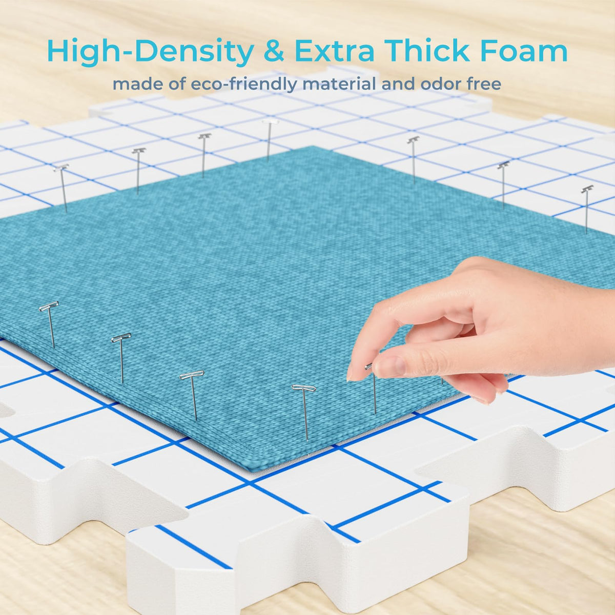 Yiitoll Blocking Mats for Knitting, Extra Thick Knitting Blocking Mat with Grid Lines, 9 Packs Crochet Blocking Board for Needlepoint or Crochet Includes 100 T-pins and Storage Bag