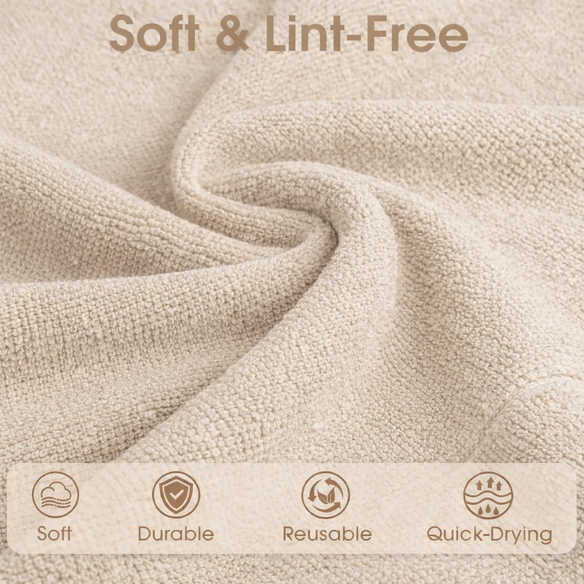 CHAUNCEY HOME Microfiber Cleaning Cloth Roll - 100 Pack Tear Away Microfiber Paper Towels, Reusable, Washable, Scratch-Free, Kitchen Towels for Car, Home, Kitchen, Glass, Dishes(Desert Gold)