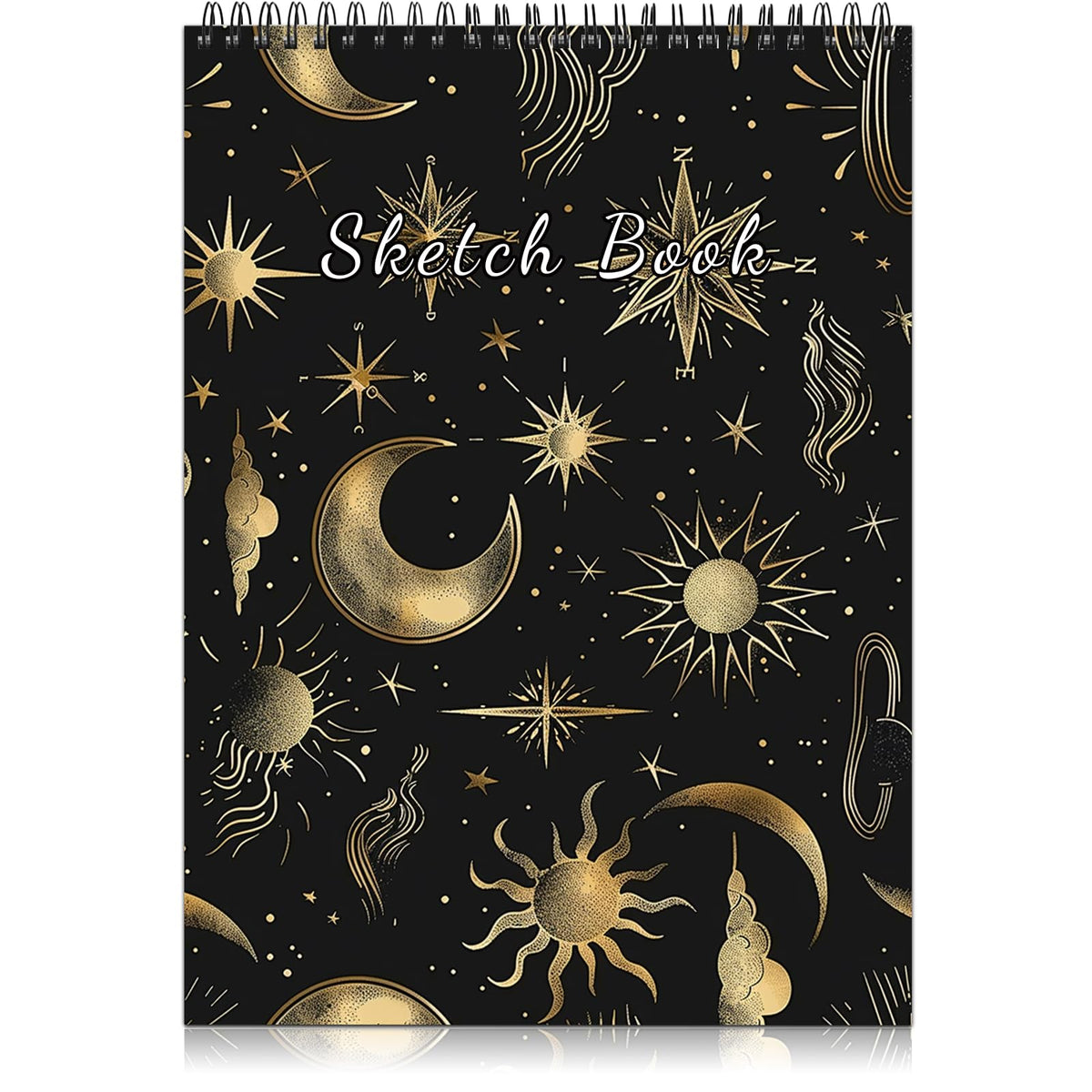 Deokke Sketchbook Top Spiral Bound Sketch Pad, 9 x 12 inch,100GSM Thick Paper,50 Sheets 100 Pages,Art Sketch Book Aesthetic Cute Drawing Writing Paper for Girls Women-Sun Moon