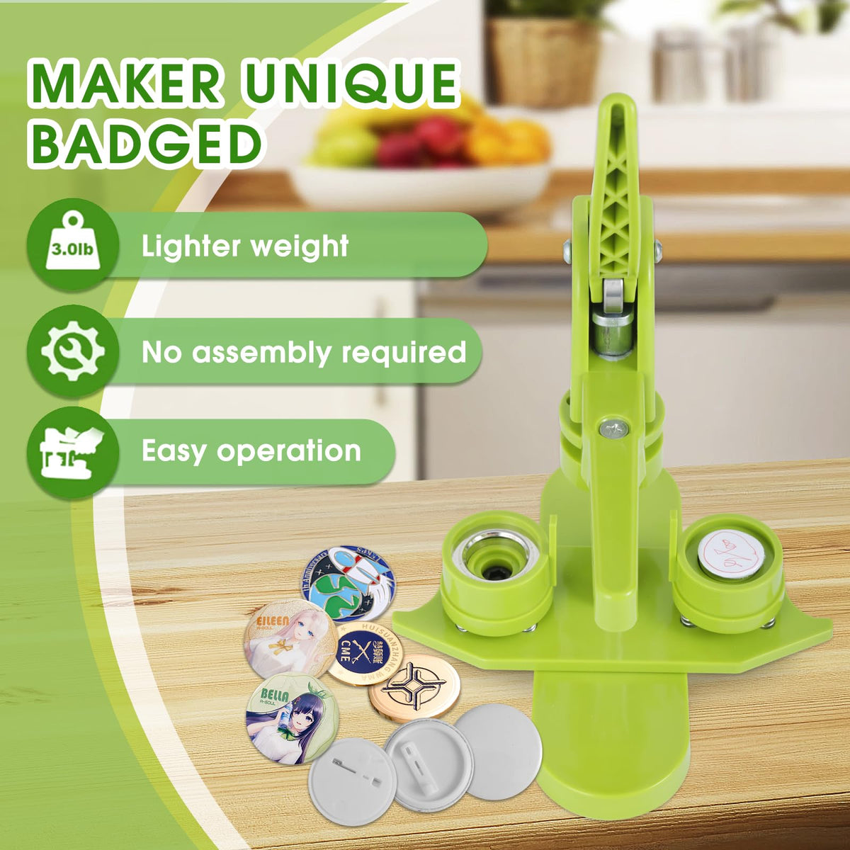 Button Maker Machine,25mm 1inch Button Maker 200Pcs Button Maker Press Machine Kit with Button Maker Supplies DIY Button Pin Maker Machine, for Kids DIY Gifts