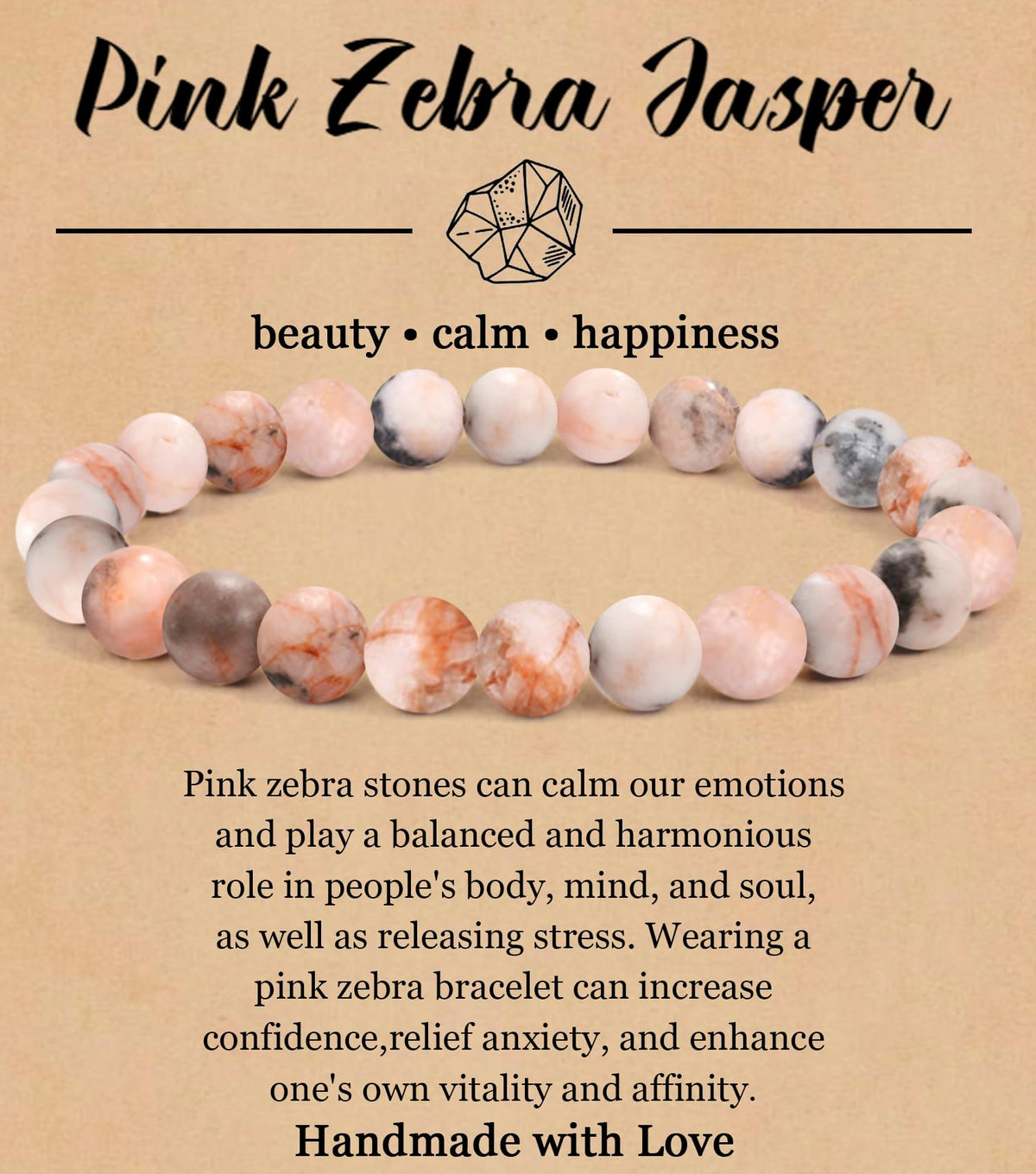 BOMAIL Natural Stone Bracelet for Women Men - 8MM Semi-Precious Gemstone Beaded Bracelet Healing Crystal Stretch Bracelet Yoga Bracelets Jewelry