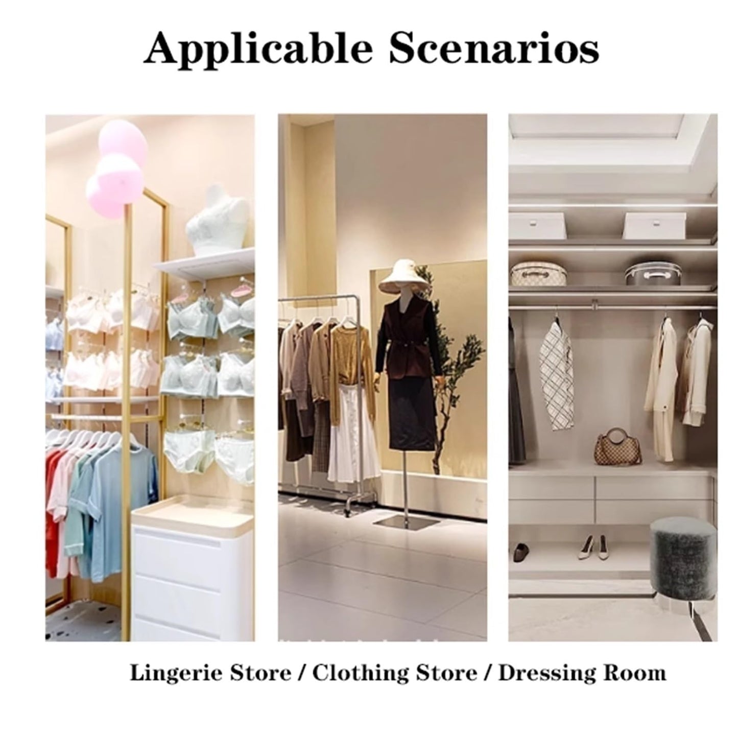 3 Tier Underwear Display Stand, Anti-Slip, Lingerie Bra Rack with Wheels, Metal, Retail Showshelves, Commercial Clothing Store Shelf, for Shorts,Hats, Sock(Gold,120 * 40 * 130cm)