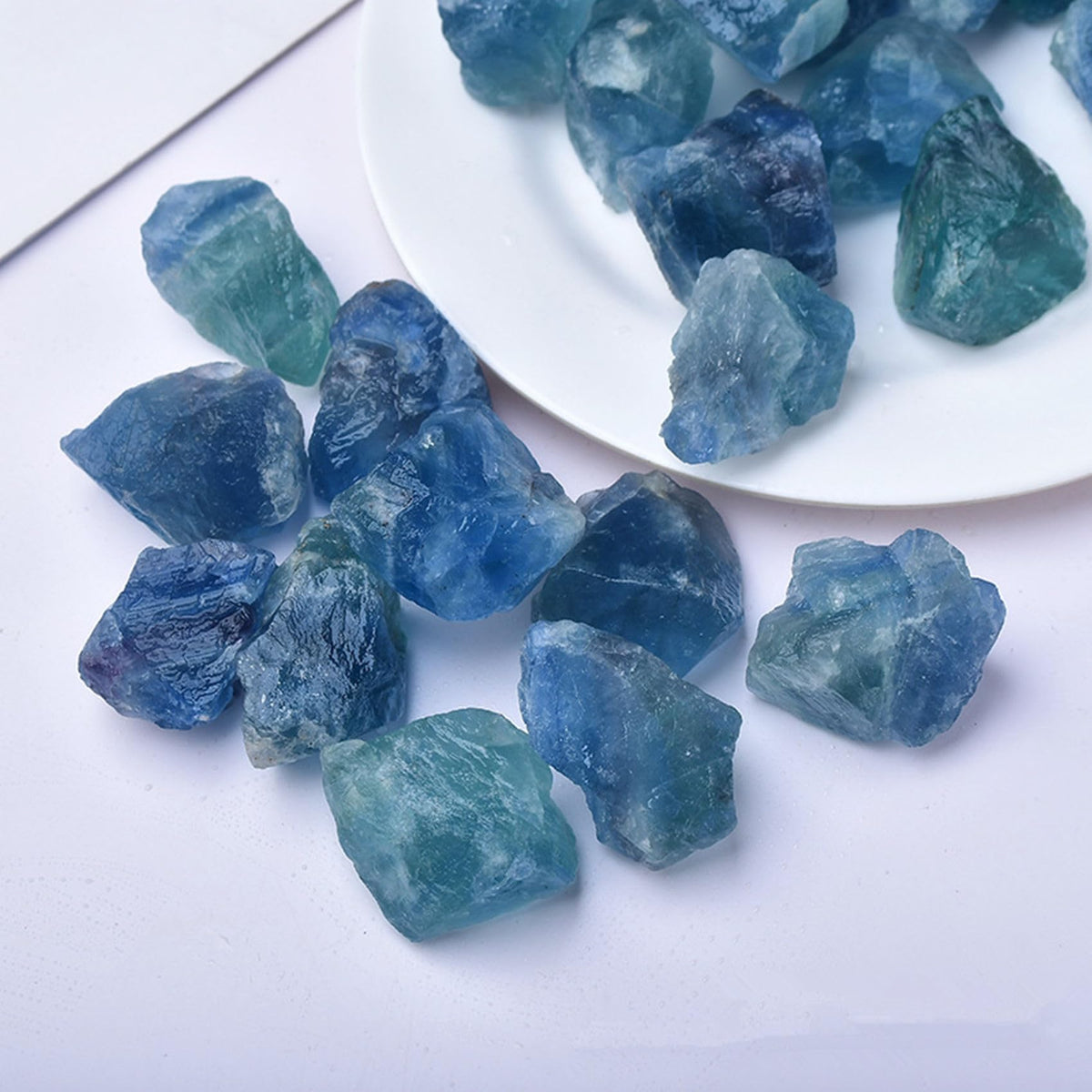 Blue Fluorite Raw Crystals Healing Crystals Natural Rough Stones 1.2-2" for Tumbling, Fountain Rocks, Yoga, Meditation, Polishin, Gift 9