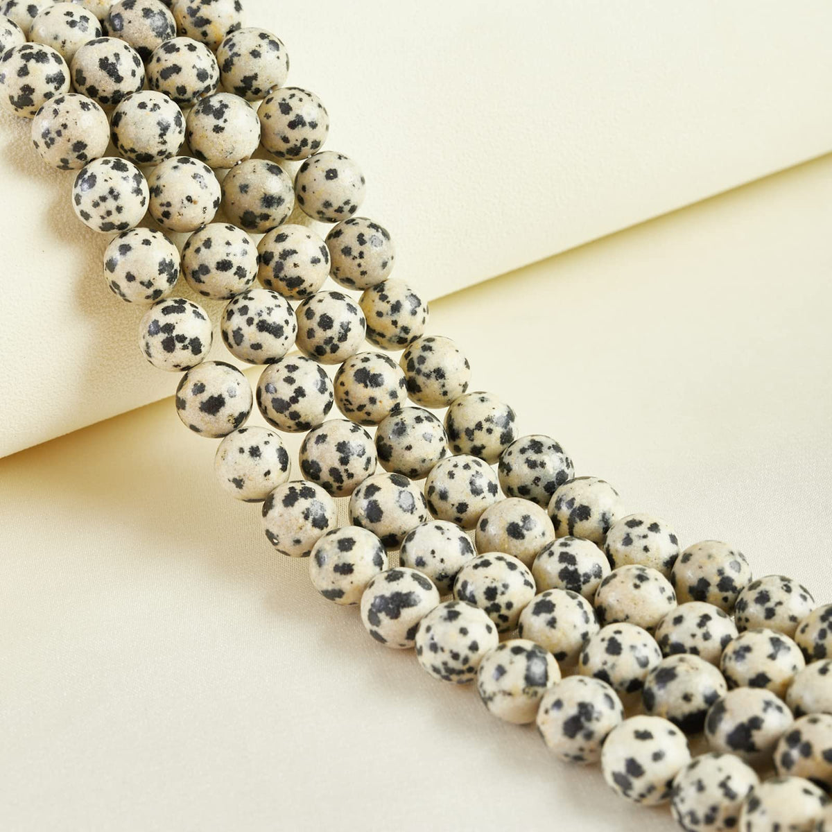 45pcs 8mm Natural Dalmatian Stone Beads Gemstone Beads Round Loose Beads for Jewelry Making