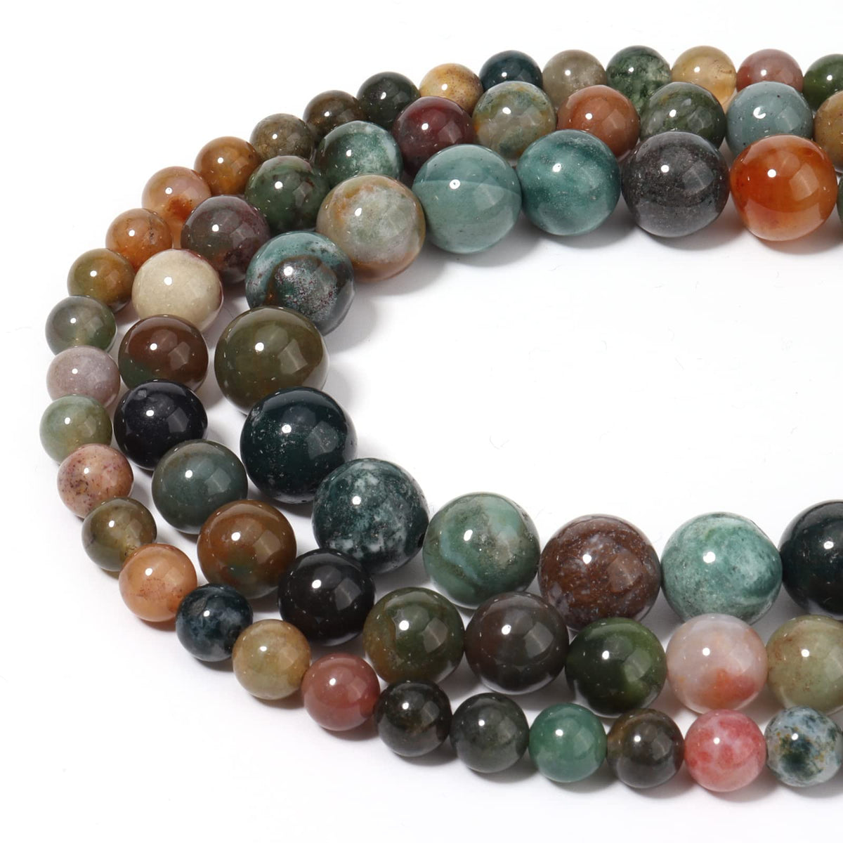 35pcs 10mm Natural Stone Beads Indian Agate Beads Energy Crystal Healing Power Gemstone for Jewelry Making, DIY Bracelet Necklace