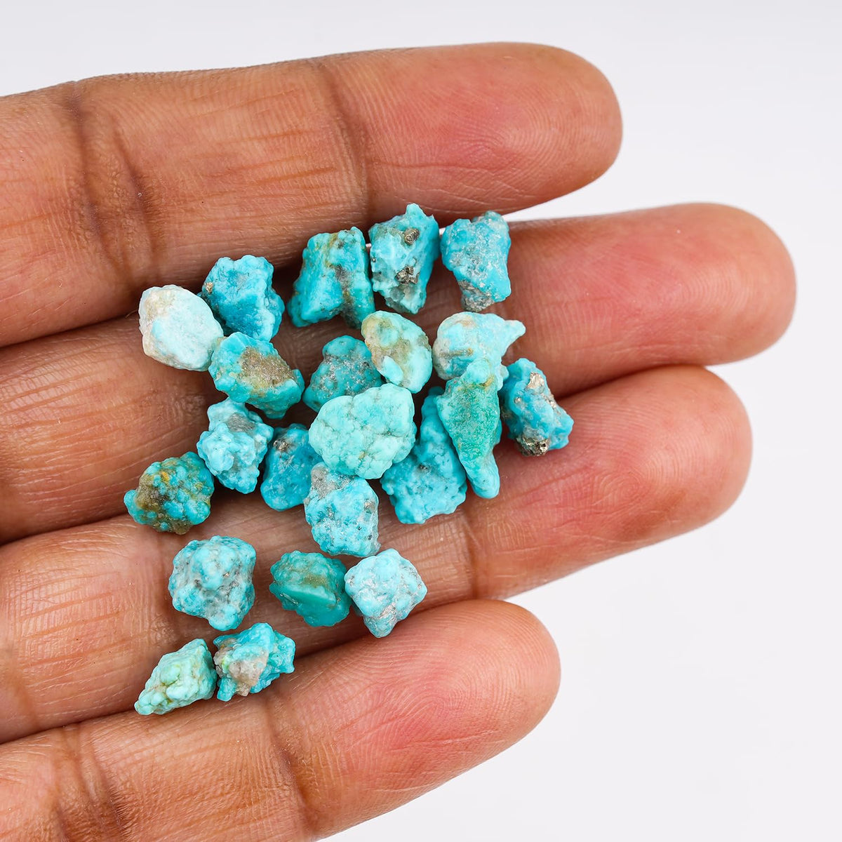 CRYSTALIS (25cts.) Ultra Blue Turquoise Natural Raw Crystals, Loose Gemstone Wholesale Bulk Rough Jewelry Making Supply, Chakra Healing Stones, DIY, Gem Collection (20+pcs) (5-6mm)
