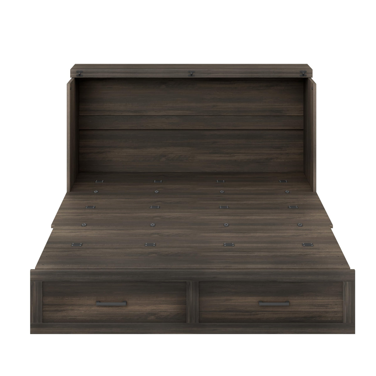 Merax Farmhouse Wood Murphy Bed Chest with Charging Station, Foldable Wall Platform Bed with Storage Drawer/Space Saving/Wood Slat Support/Queen, Gray