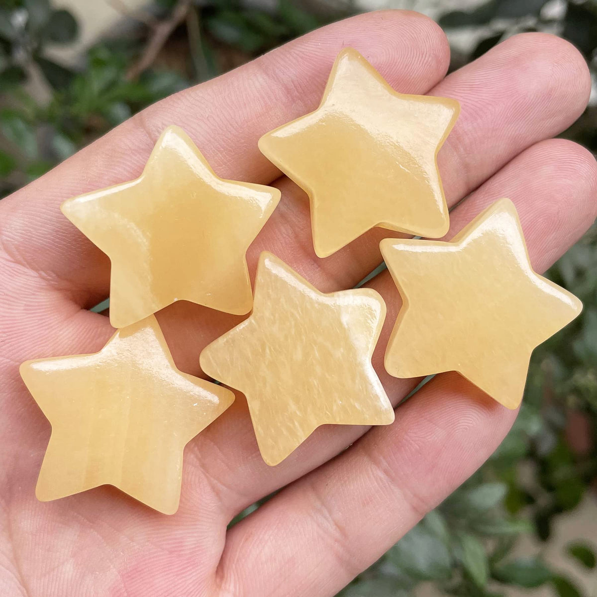 Fekuar Yellow Jade Crystal Star Chakra Stones for Reiki Healing Yoga Balance Meditation Polished Mini Pocket Palm Stone 1 Inch (30mm)