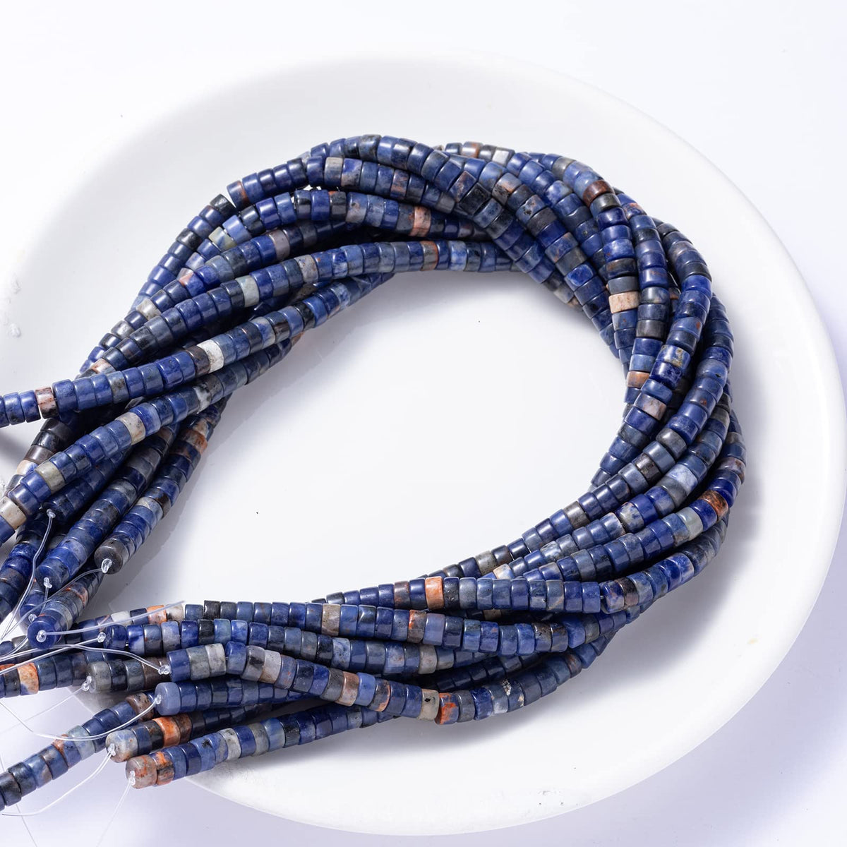 Natural Blue Sodalite Stone Spacer Beads 6x3mm 38cm/str Flat Round Loose Semi Gemstone Caps for Making Bracelets Necklace
