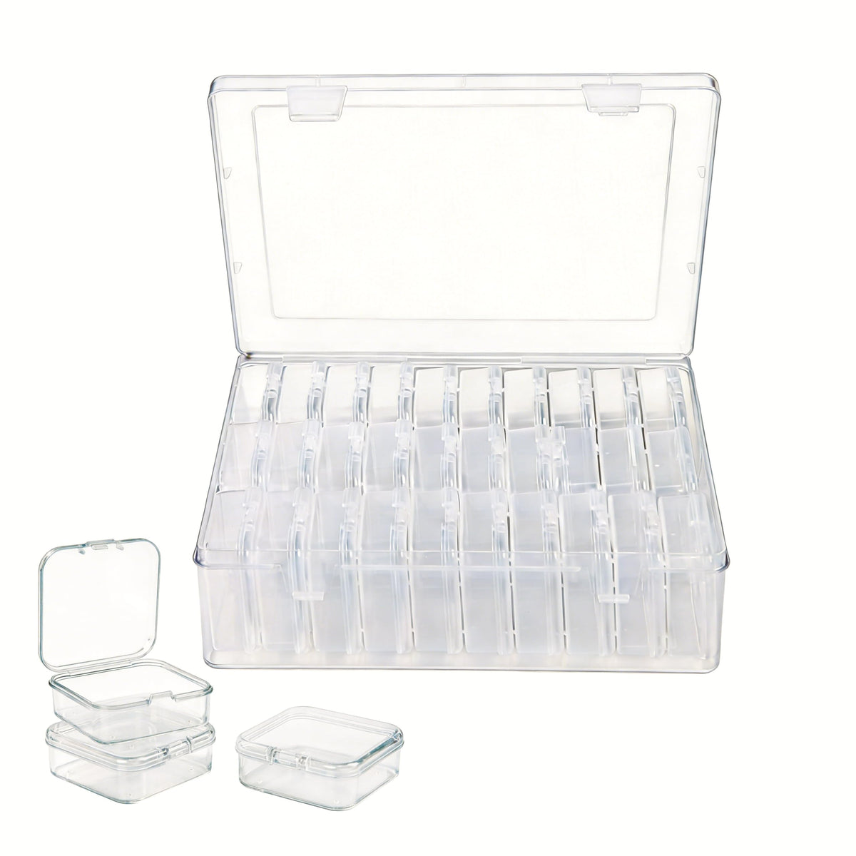 Lhazemu Bead Organizer Box 31-Piece Contains Forty Label Sheets Small Beads Storage Cases and Plastic Container with Hinged Lids Containers for Jewelry Making, Bracelet Crafts and DIY Projects