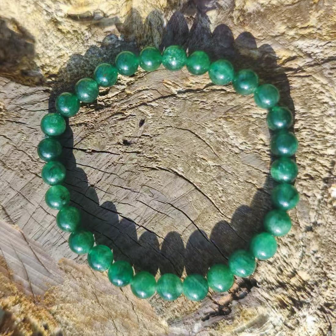 8mm Emerald Bracelet | Natural Green Heart Chakra Crystal Beads - Handmade Gemstone Meditation Bracelet for Abundance & Love & Luck | Beading Tool Kit - Fits for 6.5-7.5 inch Medium Wrist Size