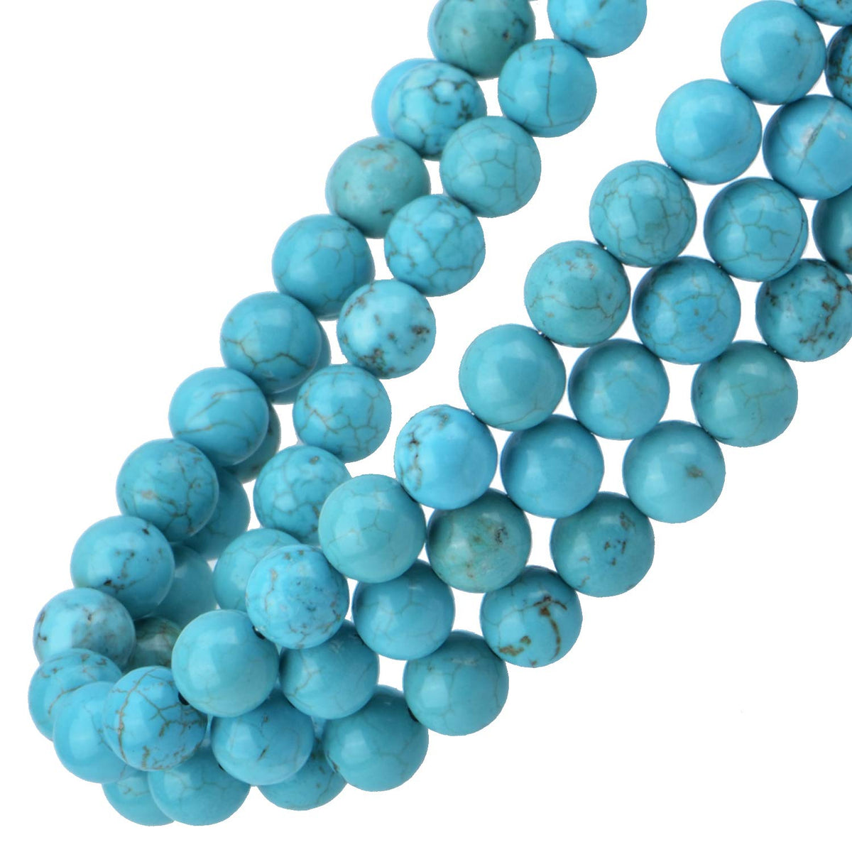 100Pcs Natural Crystal Beads Stone Gemstone Round Loose Energy Healing Beads with Free Crystal Stretch Cord for Jewelry Making (Turquoise, 8MM)