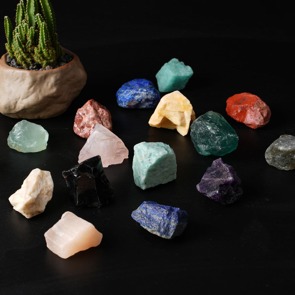 Rahato 5 lbs Rocks for Tumbling, Mix Large 1-2 Inch Crystals and Healing Stones, Raw Gemstones for Polishing Wicca & Reiki Crystal Healing, Rough Rock for Collection, Decoration