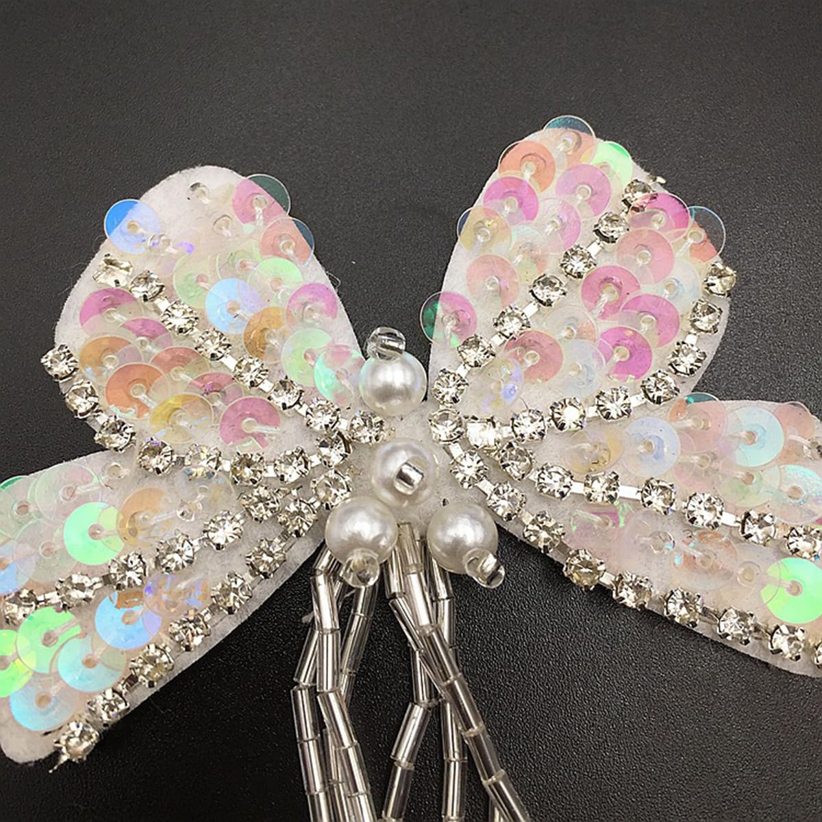 Star & Bowknot Sequin Beaded Patches Handmade Embroidery Beading Patch Appliques for Sew On T-Shirt Clothes Dress Handbag Jeans Jackets Shoes Clothing
