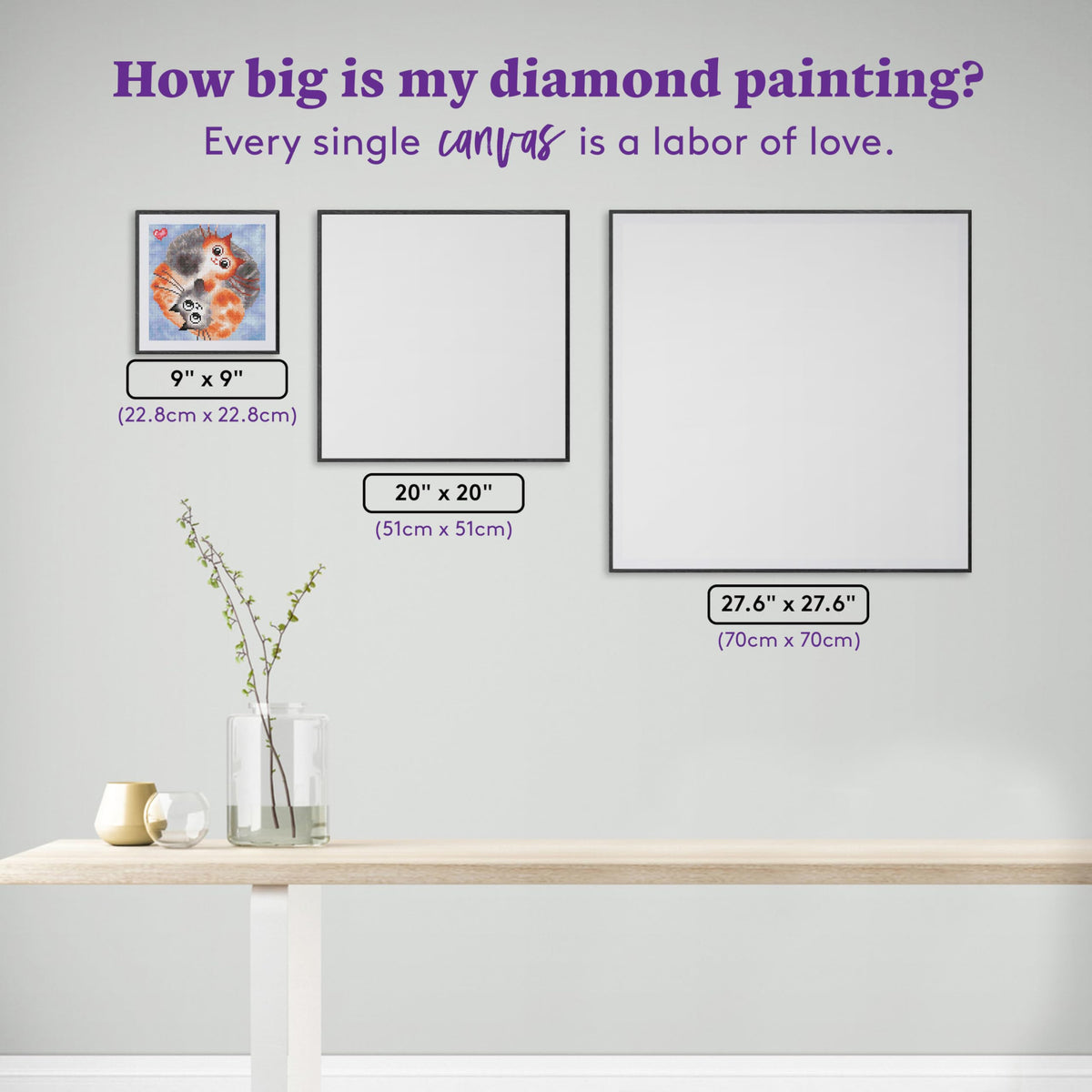 DIAMOND ART CLUB Cat Hugs Diamond Painting Kit, Fun DIY Crafts for Adults, Round Diamond Art Canvas, 9" x 9" (22.8 cm x 22.8 cm)
