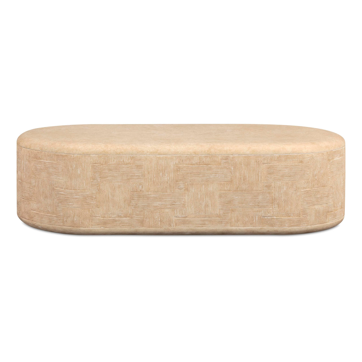 Tov Furniture Suraya Faux Travertine Concrete Rounded Coffee Table