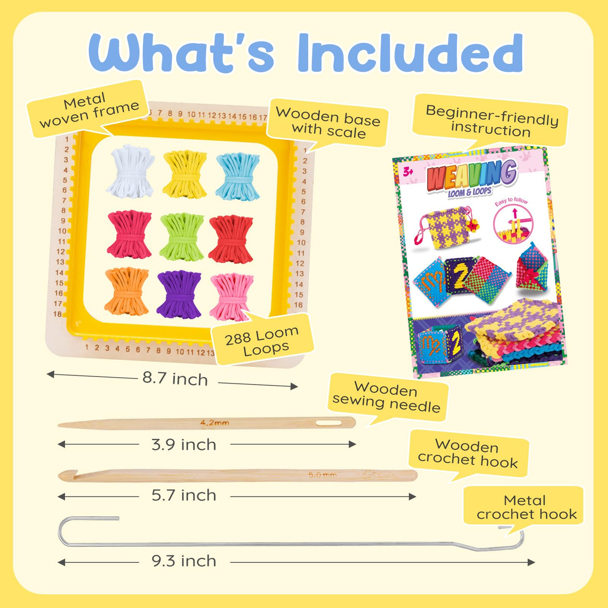 DREMTOY Metal Weaving Loom Kit Toys, DIY Crafts Projects for Kids and Adults, Gift Ideas for Girls 6-12 Years, Easy Potholder Loom Knitting for Beginners, Includes 9 Colors, 288 Craft Loops