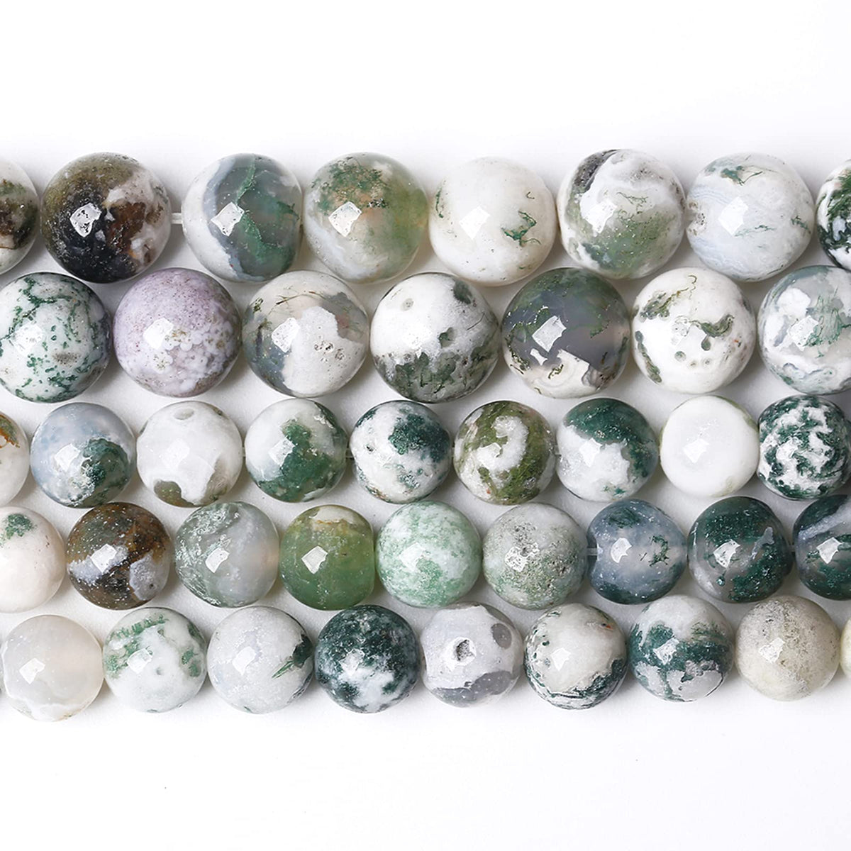 6MM 60PCS Natural Stone Tree Leaf Agate Loose Beads for Jewelry Making DIY Bracelet Necklace