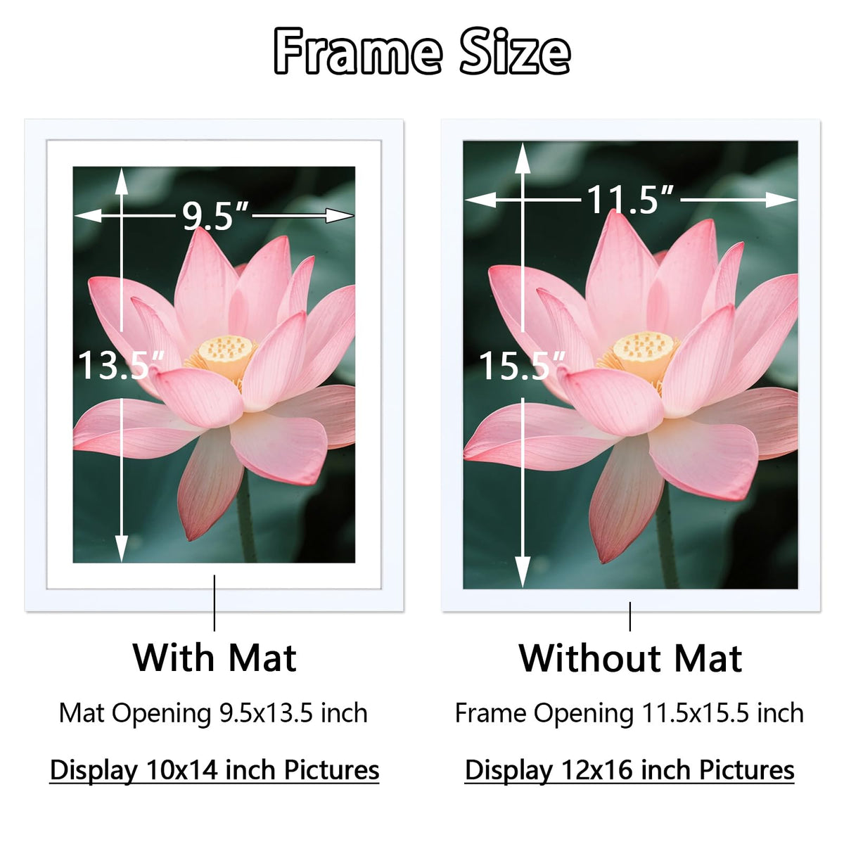 12x16 Picture Frames Set of 4, 30x40cm Picture Frame for Diamond Art, Includes Mat to Fit 10x14 (25x35cm) Pictures, 16x12 Solid Wood Frame for Diamond Painting/Poster/Photo/Image/Certificate - White