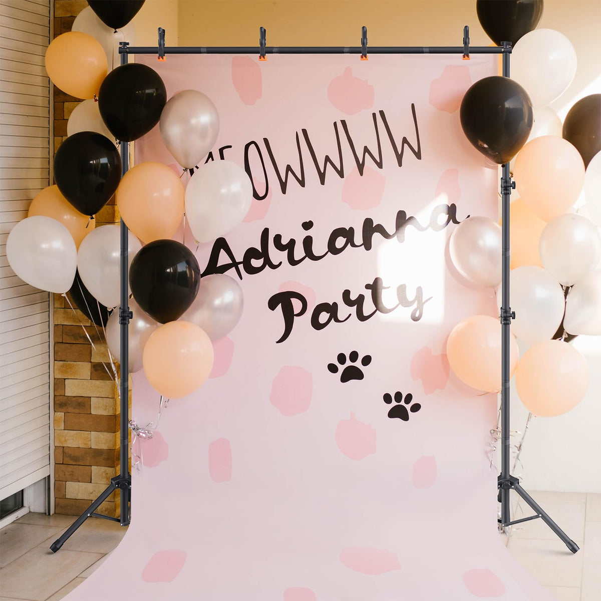 Backdrop Stand 10×8ft (W×H) Adjustable Backdrop Support Ground Kit Photography Photo Shoot Backdrop Stand for Parties with Sandbags, Spring Clips, Carrying Bag
