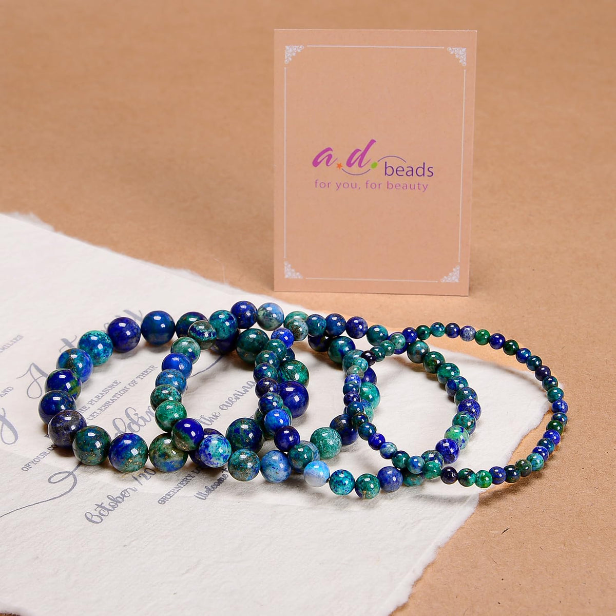 AD Beads Handmade Gemstone Stretch Elastic Bracelet Crystal Healing Reiki Nature's Beauty and Spiritual Essence Unisex (6mm, Chrysocolla (Wise Women))
