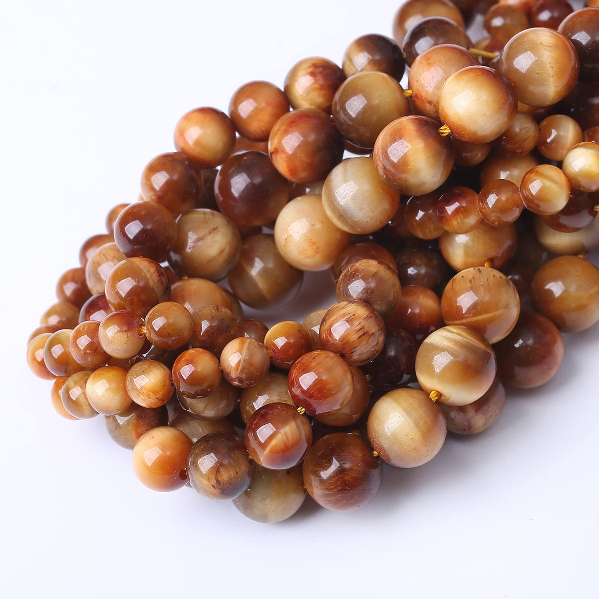 90PCS 4MM Warm Sun Colors Tiger Eye Stone Beads Natural Gemstone Bead Crystal Healing Energy Jewelry Making DIY 18 inches