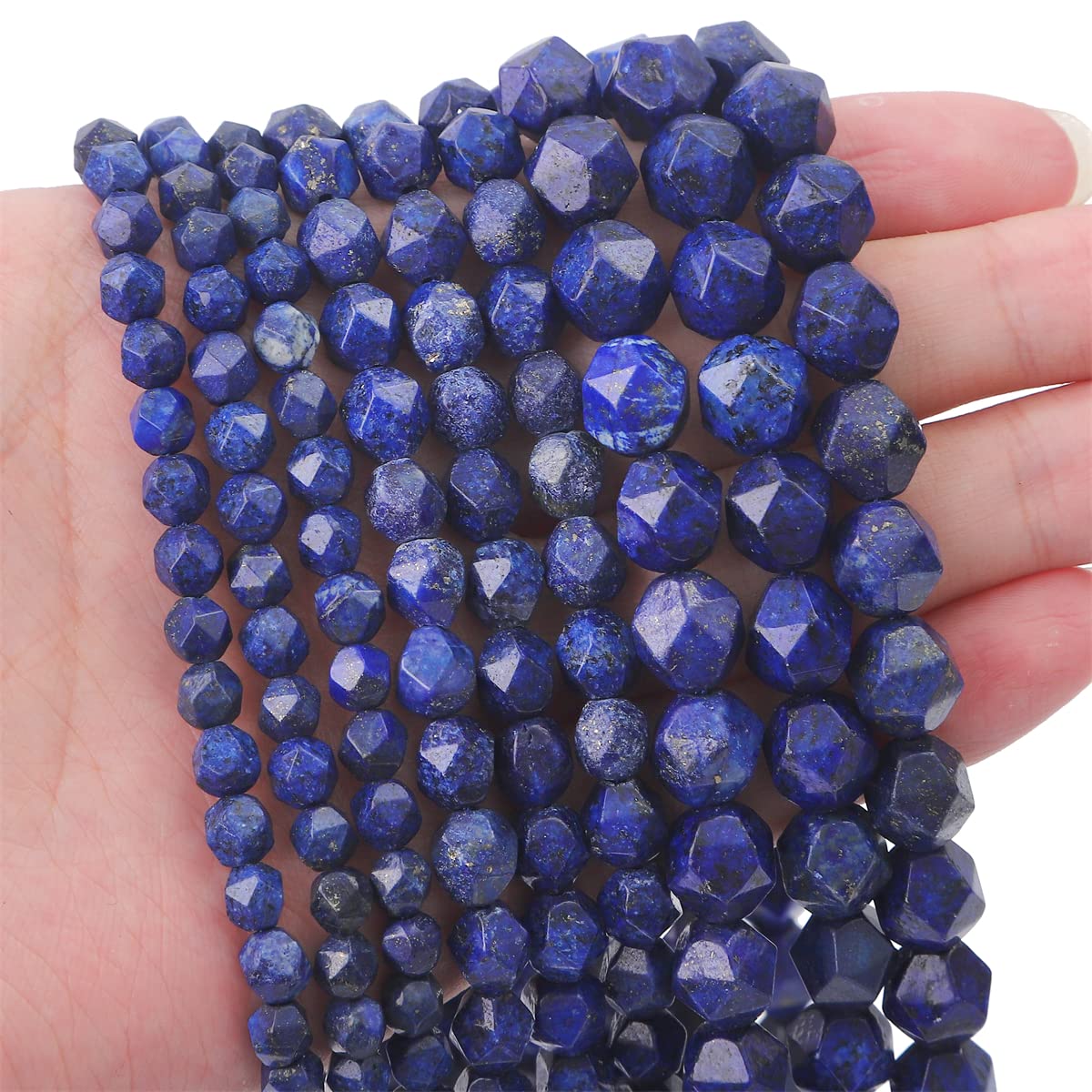 BEADIA Faceted Natural Lapis Lazuli Stone Round Beads 6mm 36cm/Strand for Jewelry Making
