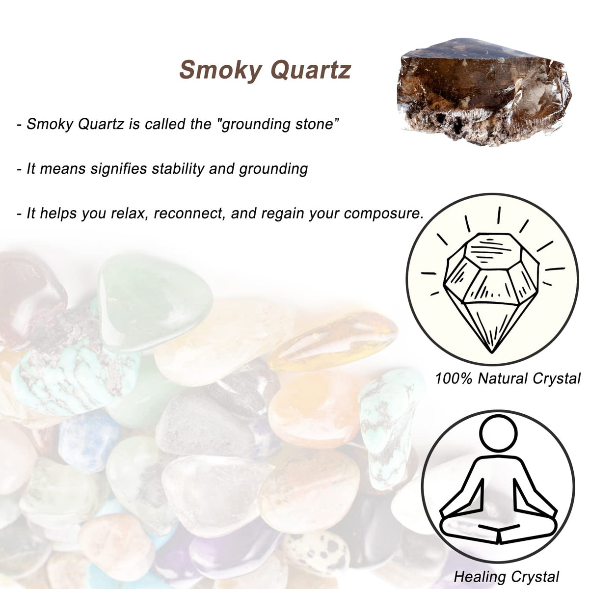 Smoky Quartz Raw Crystals, Large 1.25-2.0" Healing Crystals Natural Rough Stones Crystal for Tumbling, Cabbing, Fountain Rocks, Decoration, Polishing, Wire Wrapping, Wicca & Reiki