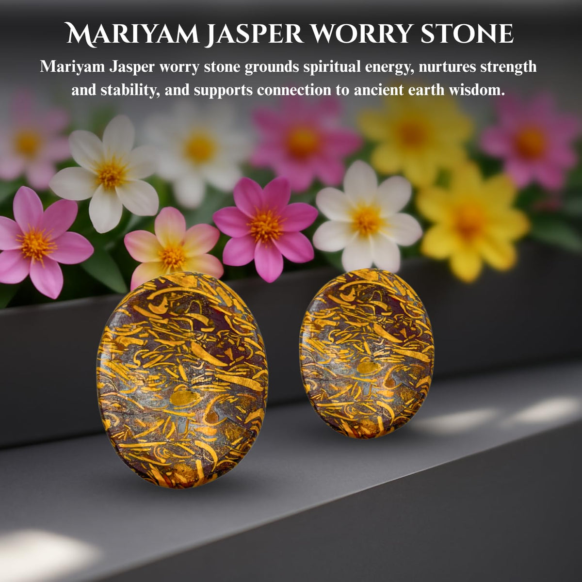 Mariyam JasperThumb Worry Stones Metaphysical Gemstone Crystal Healing Reiki Men Women Gift FENG Shui Positive Energy Love Wellness Palm Stones Wicca Powerful