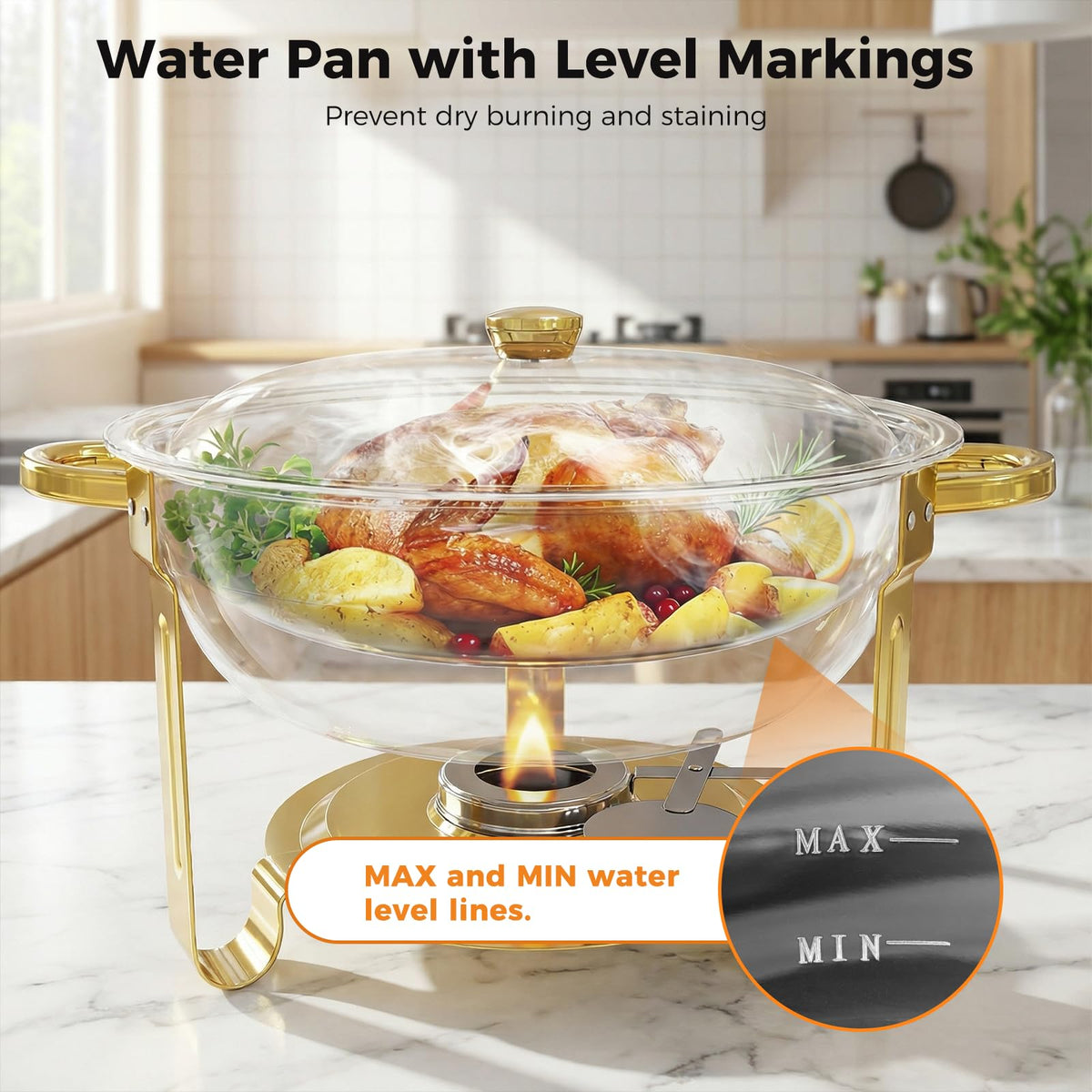 Chafing Dishes for Buffet 4 Pack, 5QT Round Stainless Steel Chafing Dish Set Food Pan with Lid, Buffet Warmers Sets for Home, Gatherings, Birthday, Parties, Church Events,Catering Events