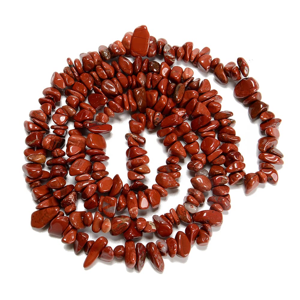 jodaying 7-8mm Natural Red Jasper Gemstone Chips Healing Gravel Bracelets Necklace Kit Irregular Tumble Stone Beads DIY Crafts Design Jewelry Making 32"