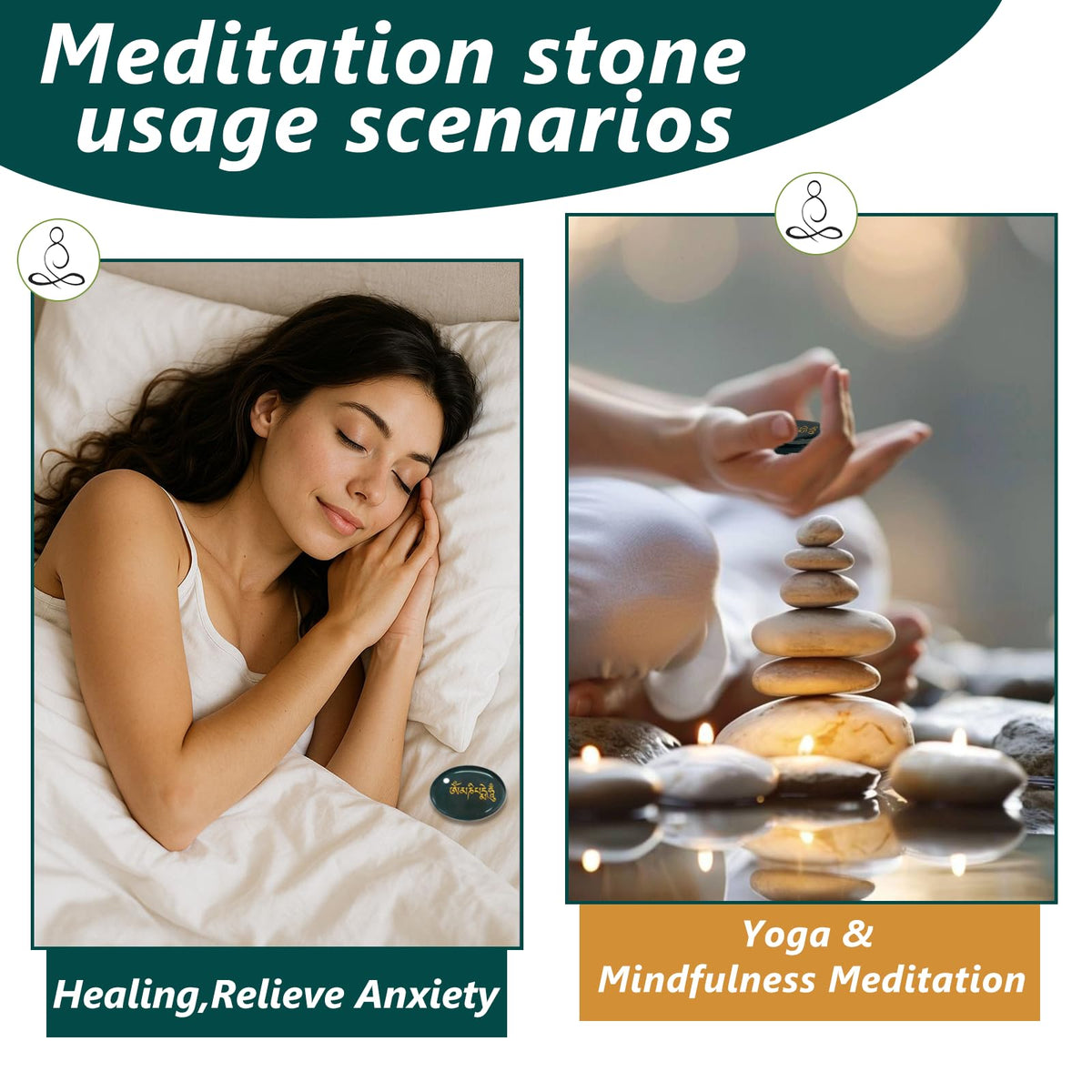 LONGDERY Oval Anxiety Worry Stone Colorful Agate Healing Crystals Hand Carved Six Words Sanskrit Thumbstones Meditation Accessories Natural Reiki Relaxation Palm Stones Anxiety Relief Items