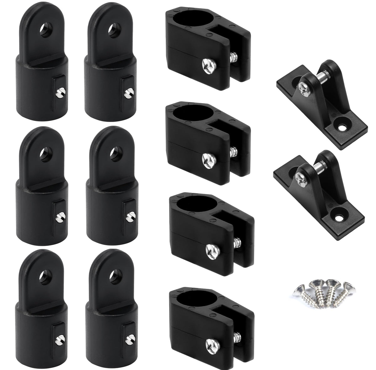 MX Boat Bimini Top Fitting Hardware Set - Nylon Kit for 7/8 Inch Tubing: Eye End Cap, Jaw Slide, Deck Hinge 12PCS