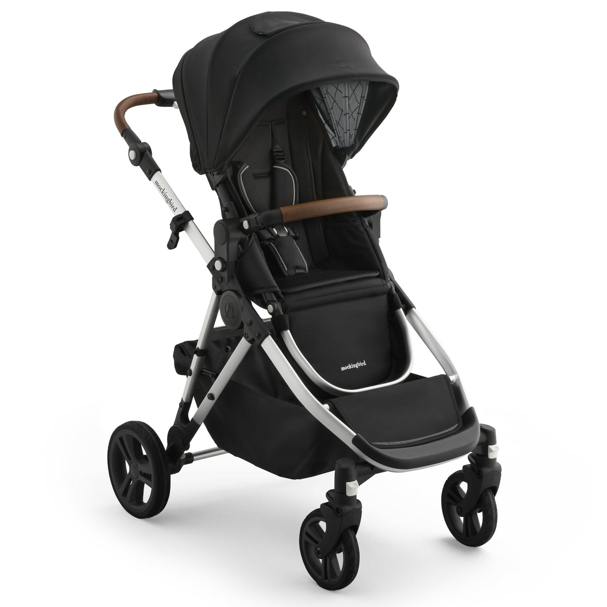 Mockingbird Single-to-Double Stroller 3.0 - Convertible Full Size Baby Stroller for 1, 2, or 3 Kids with 44 Possible configurations, Travel System Compatible - Black Windowpane